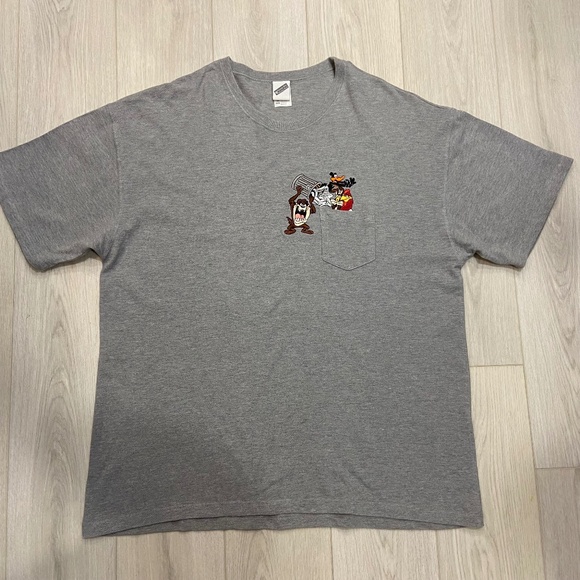 Vintage Warner Bros 2000 Taz Trash Bugs Daffy Pocket Tee T-Shirt Gray Size XXL - Picture 1 of 11